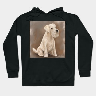 Painting of a Cream Coated Schnauzer with Beige Background Hoodie